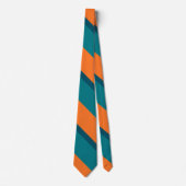 Cravate Aqua Teal et large rayure orange d'université (Devant)