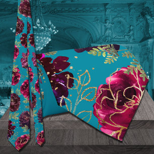 Cravate Aqua Turquoise Merlot Jewel Tonique Or Mariage