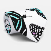 Cravate Aqua Turquoise Papillons noirs Motif aquarelle (Roulé)