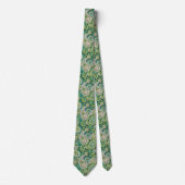 Cravate Aqua Turquoise Vert Citron Motif Paisley Floral (Devant)