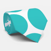 CRAVATE AQUA VERT MODERNE, POIS BLANCS (Roulé)