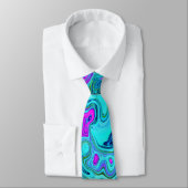 Cravate Aquamarine et Magenta Cool Retro Liquid Swirl (Attaché)