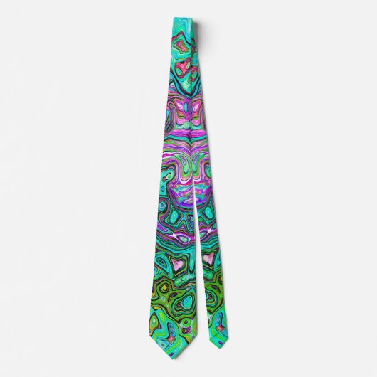 Cravate Aquamarine Super Abstrait Retro Liquid Swirl (Devant)