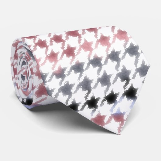Cravate Aquarelle Abstraite Houndstooth (Roulé)