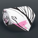 Cravate Aquarelle abstraite noire blanche florale rose<br><div class="desc">Un motif floral moderne,  élégant et abstrait dessiné à la main,  noir et blanc,  avec éclaboussure d'aquarelle rose. Illustration de fleur personnalisée moderne et simple,  avec une touche originale de peinture rose vif.</div>