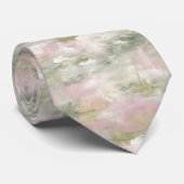 Cravate Aquarelle Abstraite Rose Tendre (Roulé)