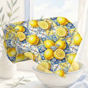 Cravate Aquarelle Amalfi Citron Méditerranée Diamants