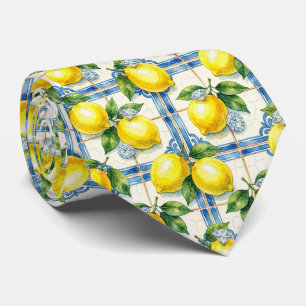 Cravate Aquarelle Amalfi Citron Méditerranée Diamants