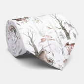 Cravate Aquarelle Animaux forestiers (Roulé)