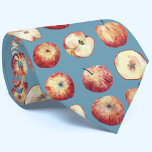 Cravate Aquarelle Apple<br><div class="desc">Motif d'aquarelle de pomme fruitée sur un arrière - plan vert turquoise. Modifiez la couleur arrière - plan de l'outil de conception pour customiser. Art original de Nic Squirrell.</div>
