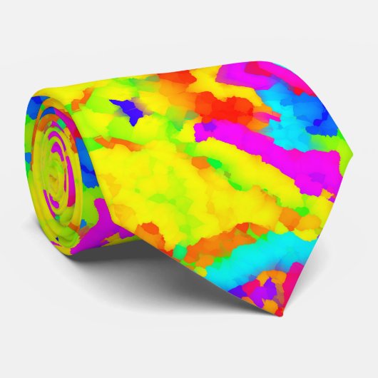 Cravate Aquarelle arc-en-ciel multicolore Abstraite (Roulé)