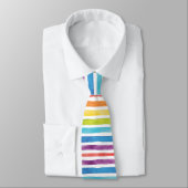 Cravate Aquarelle Arc-en-ciel rayures Bureau lumineux mode (Attaché)
