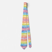 Cravate Aquarelle Arc-en-ciel rayures Bureau lumineux mode (Devant)