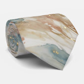 Cravate Aquarelle beige et bleu Marbre Abstrait (Roulé)
