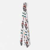 Cravate Aquarelle blanche moderne Motif botanique (Dos)