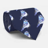 Cravate Aquarelle Bleu Jay Oiseau Nature Art (Roulé)