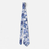 Cravate Aquarelle bleu motif floral (Dos)