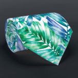 Cravate Aquarelle Bleu Vert Tropical Palmier<br><div class="desc">Des frondes tropicales de palmiers dans les tons bleu, turquoise et vert sur un arrière - plan blanc, le cravate de cet homme est cool pour le bureau, une nuit en ville, un mariage, votre propre cérémonie de mariage, pour le marié ou les groomsmen ou donner en cadeau à votre...</div>