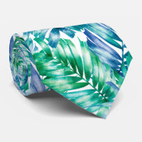 Aquarelle Bleu Vert Tropical Palmier