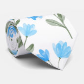 Cravate Aquarelle bleue étonnante impression florale (Roulé)