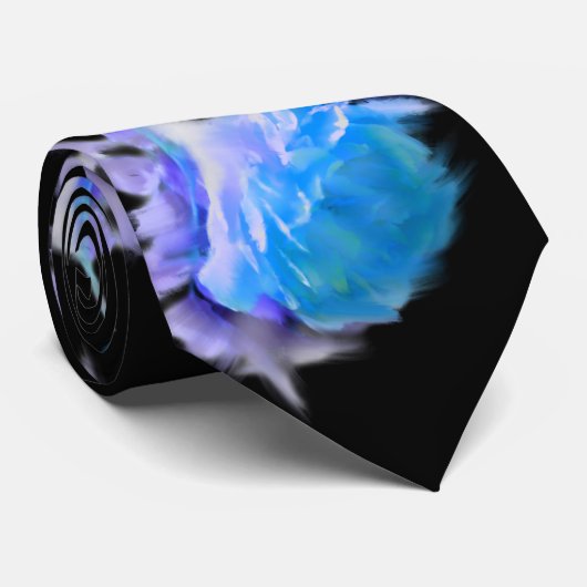 Cravate Aquarelle bleue rose bleu fleur bleu floral (Roulé)