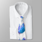 Cravate Aquarelle bleue rose bleu fleur bleu floral (Attaché)