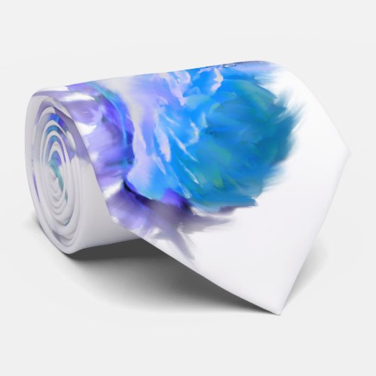 Cravate Aquarelle bleue rose bleu fleur bleu floral (Roulé)