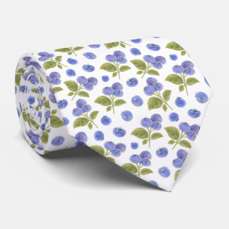 Cravate Aquarelle Blueberry Fruit et Blueberry Feuilles