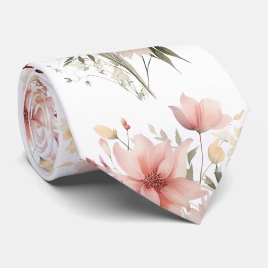 Cravate Aquarelle Boho Floral (Roulé)