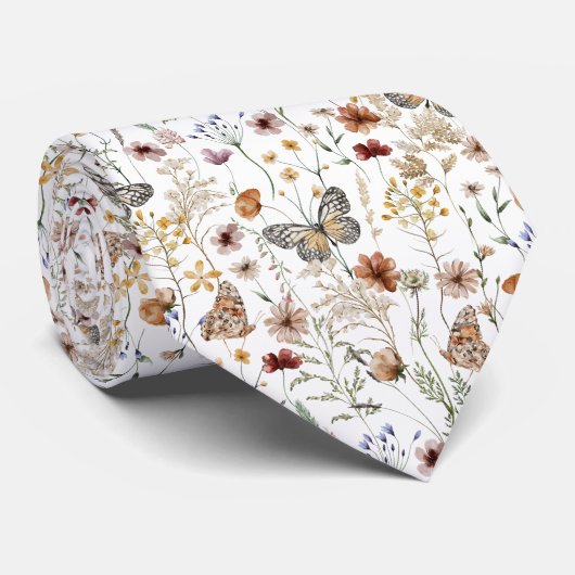Cravate Aquarelle Boho Floral (Roulé)