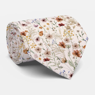 Cravate Aquarelle Boho motif floral