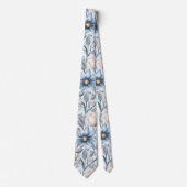 Cravate Aquarelle botanique Blue & Blush (Devant)