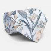 Cravate Aquarelle botanique Blue & Blush (Roulé)