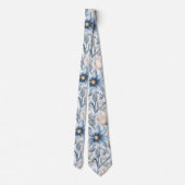 Cravate Aquarelle botanique Blue & Blush (Dos)