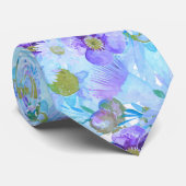 Cravate Aquarelle Bush Fleur sauvage bleu romantique (Roulé)