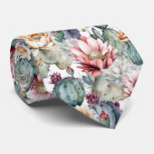 Cravate Aquarelle Cactus en fleurs Succulents (Roulé)