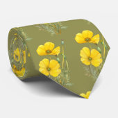 Cravate Aquarelle California Poppy Garden Fleurs (Roulé)