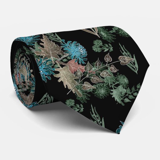 Cravate Aquarelle, chrysanthèmes (Roulé)