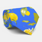 Cravate Aquarelle Citron et Feuilles 13 (Roulé)
