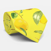 Cravate Aquarelle Citron & Feuilles 4 (Roulé)