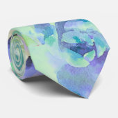 Cravate Aquarelle colorée Succulents (Roulé)