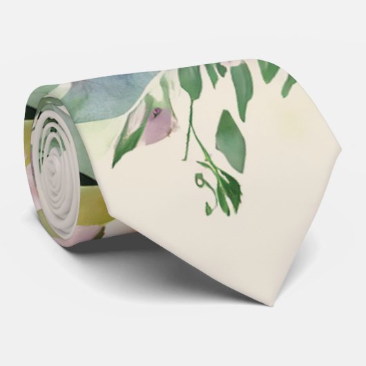 Cravate Aquarelle crème Fleur sauvage Jaune Motif Floral (Roulé)