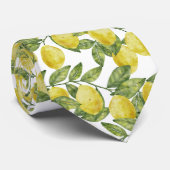 Cravate Aquarelle d'agrumes jaune citrons aux feuilles ver (Roulé)