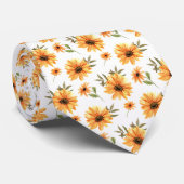 Cravate Aquarelle de fleurs jaunes peinture florale (Roulé)