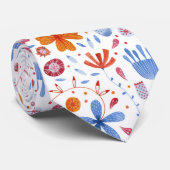 Cravate Aquarelle de la feuille de fleurs (Roulé)