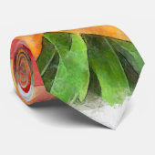 Cravate Aquarelle des Lys de couleur corail d'Helen (Roulé)