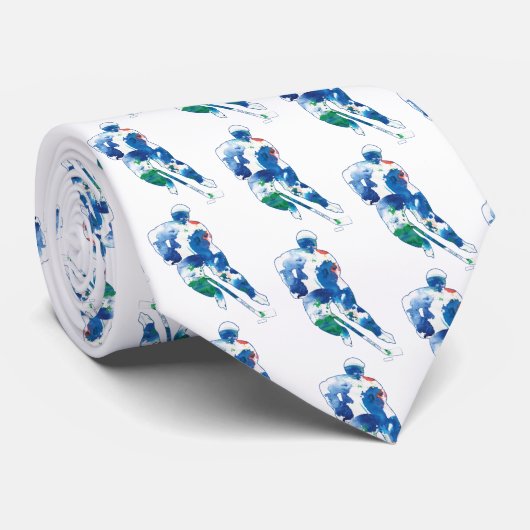 Cravate Aquarelle du joueur de hockey (Roulé)