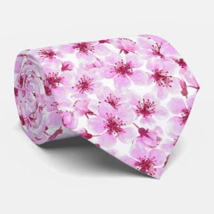 Cravate Aquarelle en fleurs de cerisier