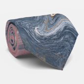 Cravate Aquarelle en marbre rose gris-noir (Roulé)