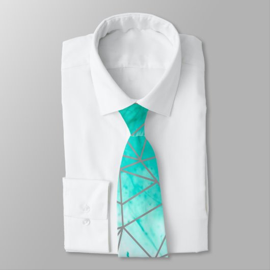 Cravate Aquarelle et argent bleu Aqua chic moderne (Attaché)